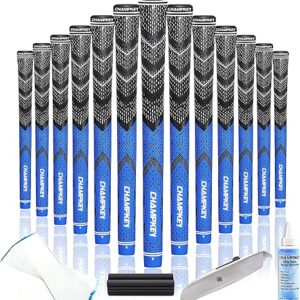 CHAMPKEY Golf Grips 13 Pack | Come with Solvent,15 Tapes, Vise Clamp and Hook Blade | All Weather Control and High Feedback Golf Club Grips