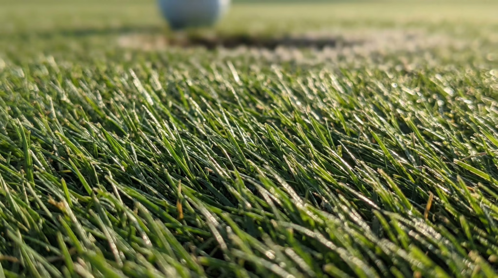 bermuda grass grain on putting green showing down-grain and into-grain