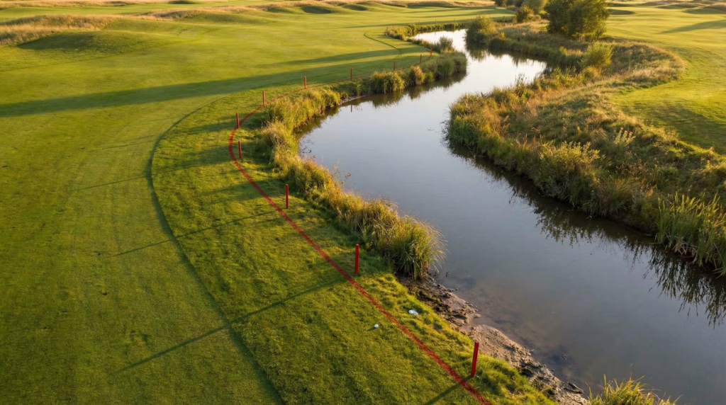 golf course penalty area red stakes water hazard